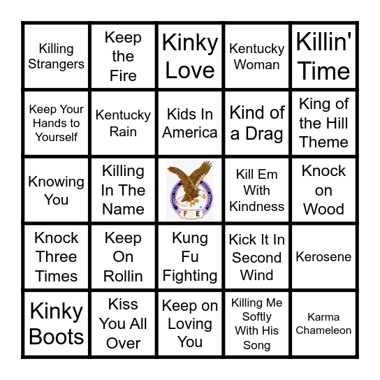 STARTS WITH "K" Bingo Card