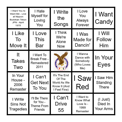 STARTS WITH "I" Bingo Card