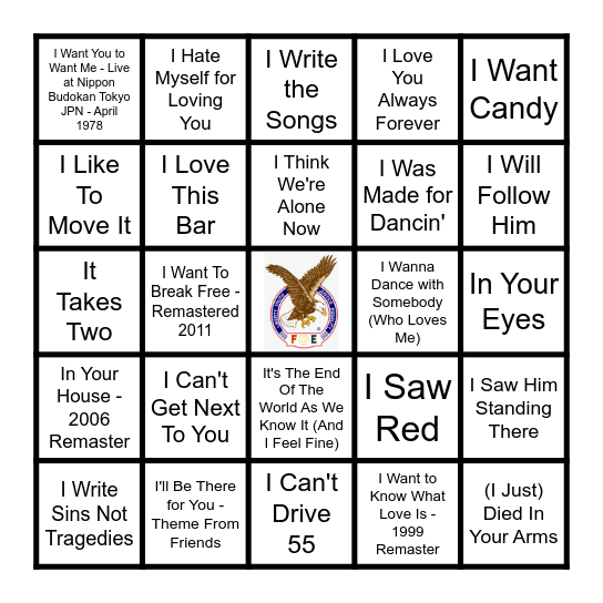 STARTS WITH "I" Bingo Card