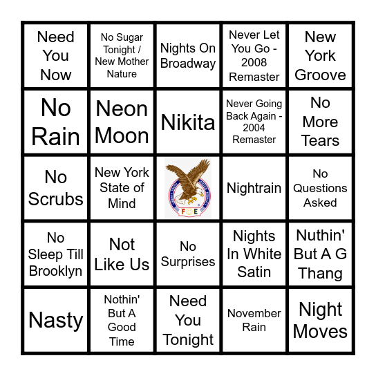 STARTS WITH "N" Bingo Card