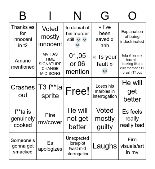 T3 f**ta bingo Card
