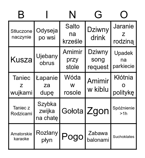 18-stkowe Bingo Martyny Bingo Card
