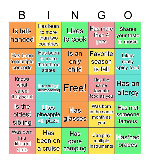 Bingo: Find Someone Who... Bingo Card