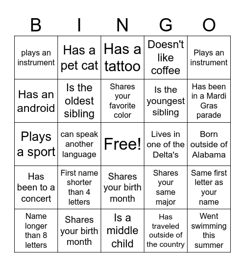 Untitled Bingo Card