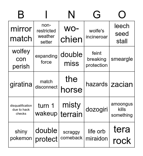 VGC Worlds 2025 Bingo Card