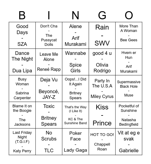 AKKS Musikk-fadder-bingo<3 Bingo Card