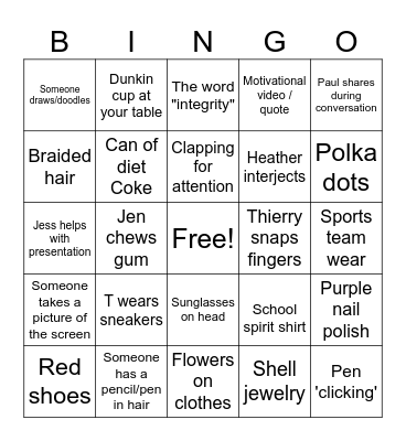 CSC - PD Bingo Card