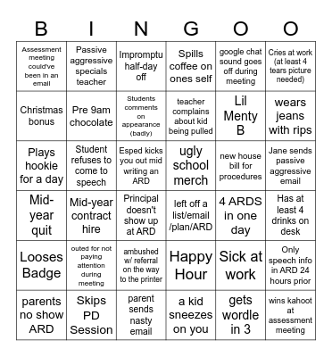 SLP year Bingo Card