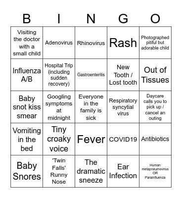 Young Family Disease Bingo Card