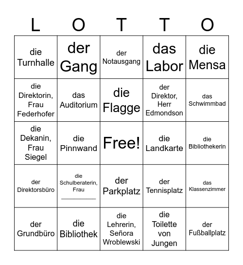 Huron Schulführung LOTTO Bingo Card