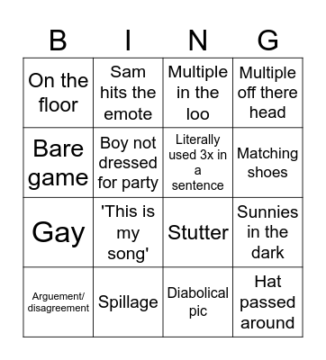 Party Bingo Card