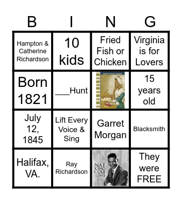 Richardson Reunion & Fun Black History Facts Bingo Card