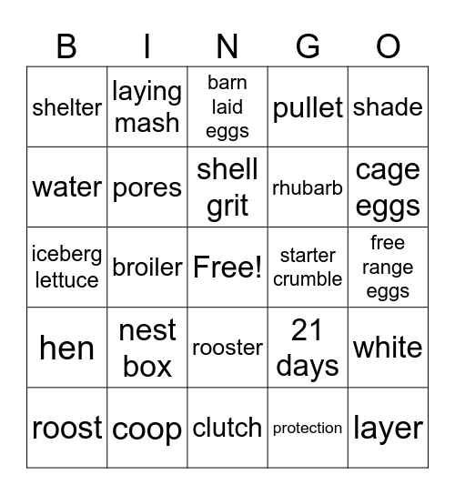Happy Chickens Bingo Card