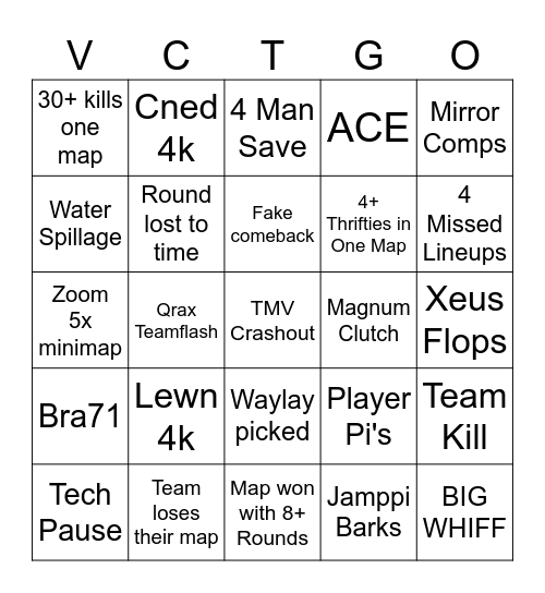 BBL v. FUT Bingo Card