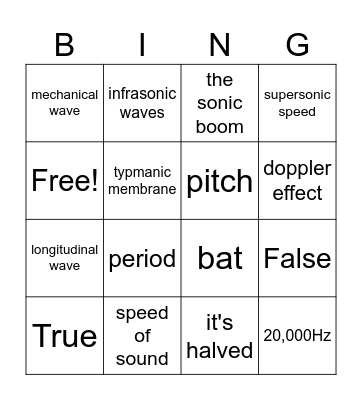 Waves and Sound Bingo Card