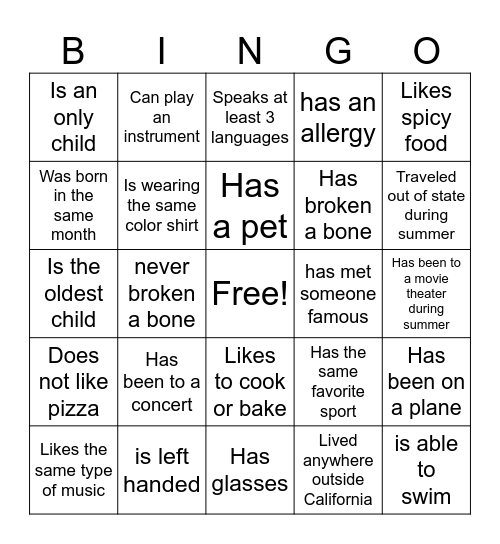 Bingo Card