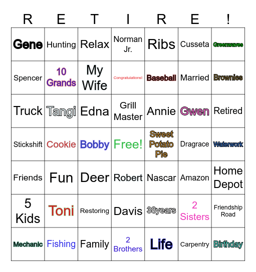 Norman's Birthday Bingo Card