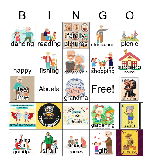 grandparents day Bingo Card