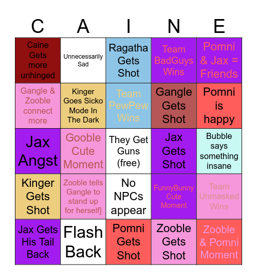 The Amazing Digital Circus Ep. 6: They All Get Guns Bingo Card
