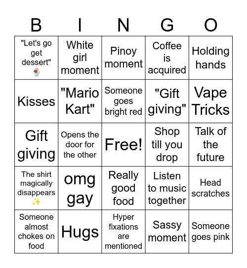 "Just Friends" Bingo Card