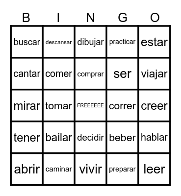 Spanish 3 Bingo Card