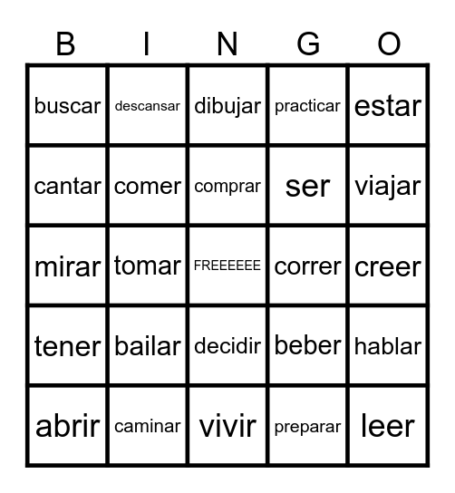 Spanish 3 Bingo Card