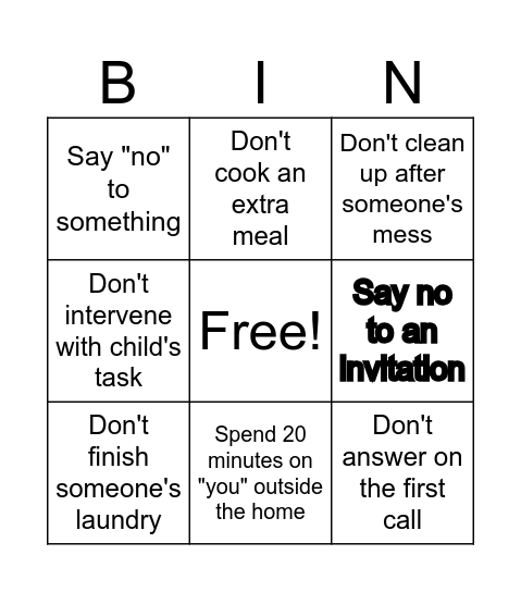 Boundary Bingo Card
