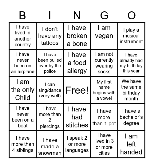 Bingo Who? Bingo Card