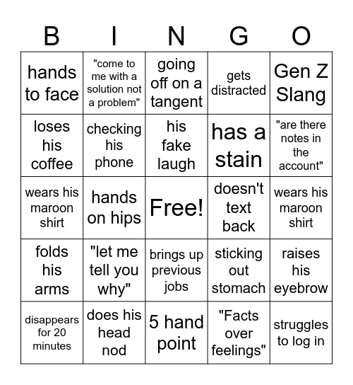 JEFF BINGO Card