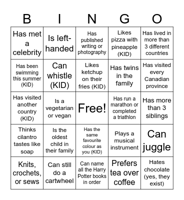 "Find Someone Who..." Bingo Card