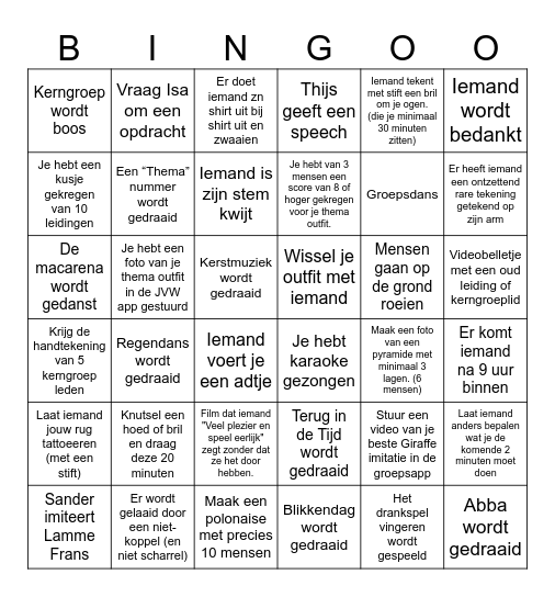 JVW EINDFEEST 2025 Bingo Card