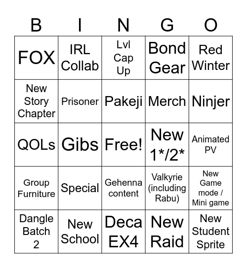 Ministream 2: Electric Boogaloo Bingo Card