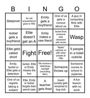 Hills Road Bingo Card