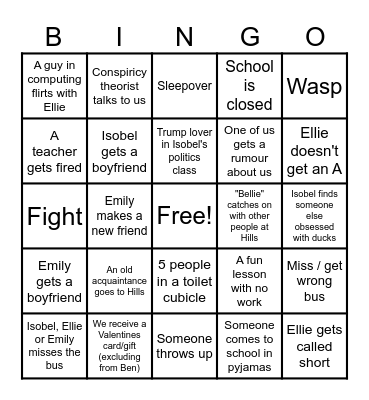 Hills Road Bingo Card