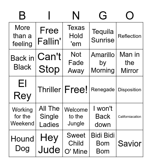 Music BINGO Card