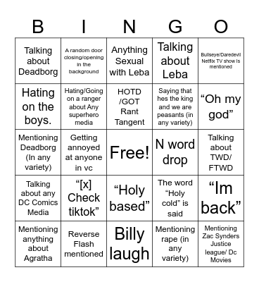 Billy Bingo Card