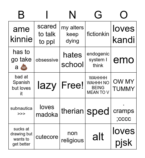 how alike are we? :3 Bingo Card