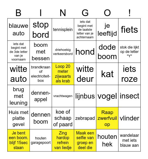 Grappige wandelbingo Card
