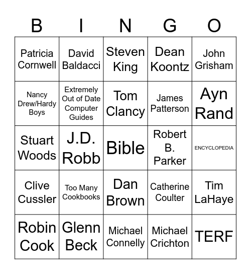 Estate Sale Book Bingo Card