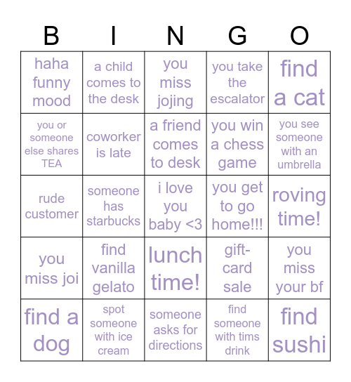 my pretty princess <3 Bingo Card