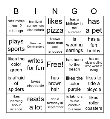 Find someone who... Have them initial the box. Bingo Card