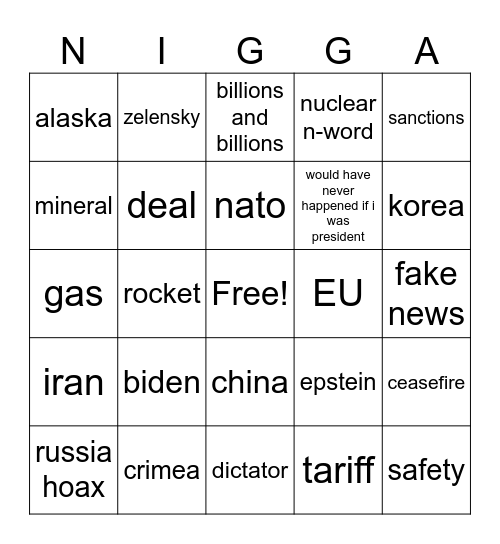 trumpis vs puskin Bingo Card