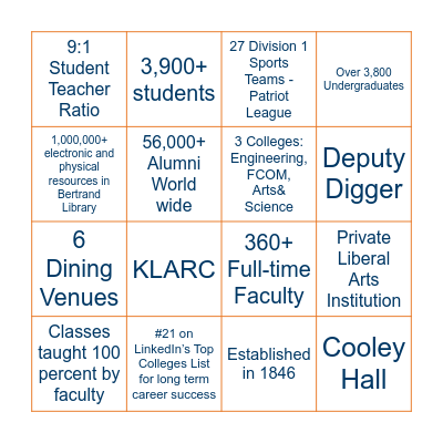 Bucknell Bingo! Bingo Card