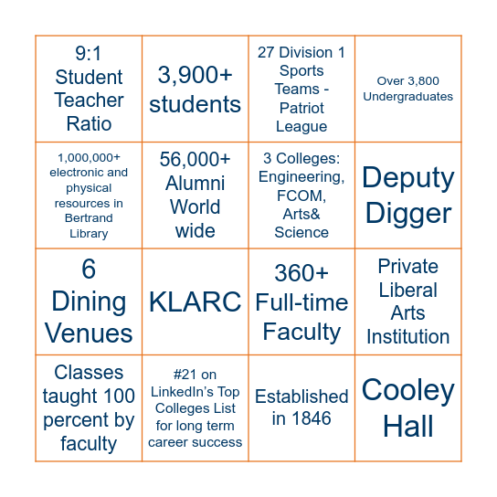 Bucknell Bingo! Bingo Card