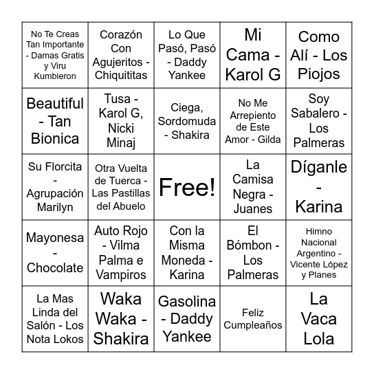 🎶🎵  -  Bingo Musical  -  🎵🎶 Bingo Card