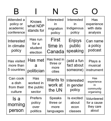 MPPGA Human Bingo Card