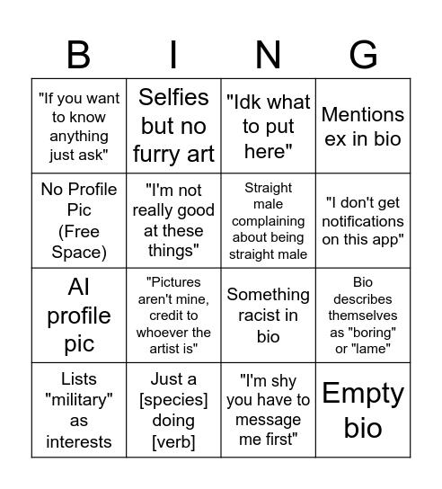 Bad Barq Bios Bingo Card