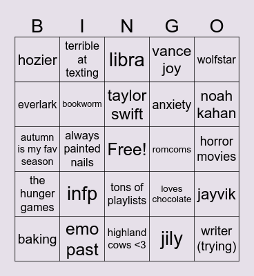 Lu Bingo Card