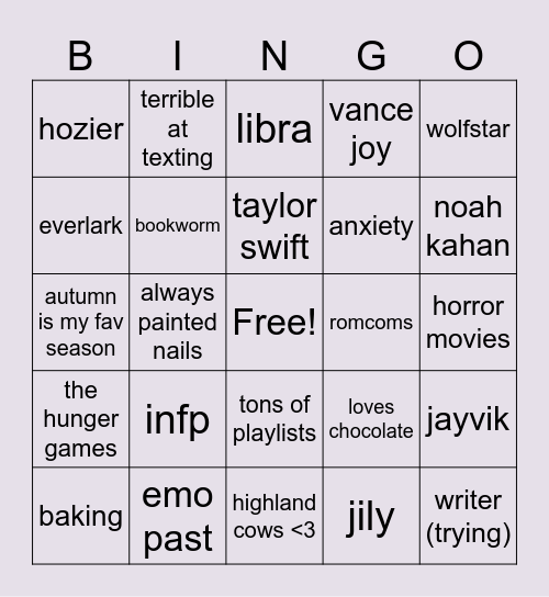 Lu Bingo Card