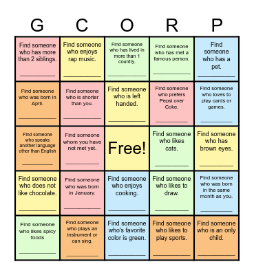 Find Someone Who... Bingo Card